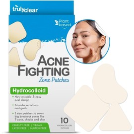 Truly Clear Large Acne Pimple Patches for Face & Body - Hydrocolloid Blemish & Zit Patches for Face & Body - Plant-Based, Cruelty-Free Acne Zone Solution - Overnight Results - 10 Count