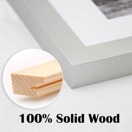 KINLINK 11x14 Picture Frames Silver - Wood Frames with Acrylic Plexiglass for Pictures 5x7/8x10 with Mat or 11x14 without Mat,Tabletop and Wall Mounting Display, Set of 4