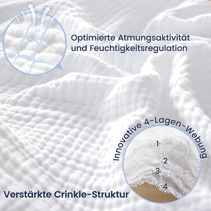 PHF 100% Cotton Muslin Blanket 220 x 240 cm, 4-Layer