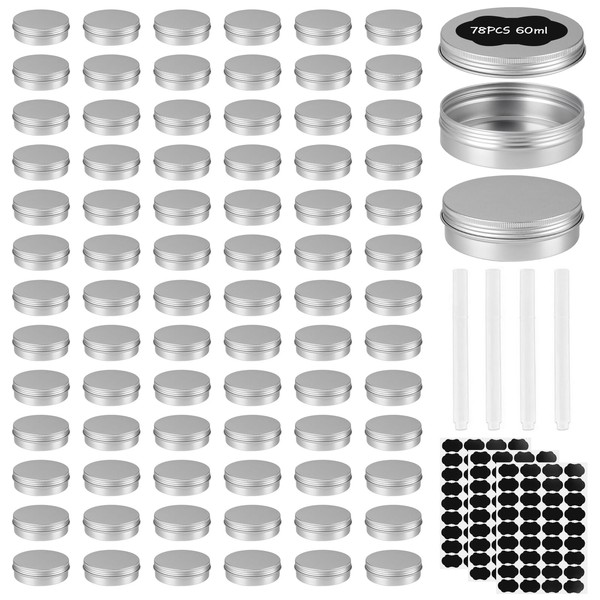 OBKJJ 78 Pcs 2 Oz Aluminum Tin Cans Round Cans