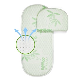 EPSELIA Organic Bamboo Mattress for Pram with Pillow Certification Against Choking Hazard EN16890:2017, Structure with Ventilation Holes, Mite-Proof, Oeko-Tex® Certipur™