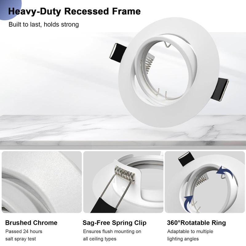 LTBLIGHT 6 Pack 3 inch Recessed Lighting Trims Spotlight Frame,Matte