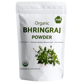 Iyasa Holistics Organic Bhringraj Powder (Eclipta alba), Bhringaraj, Natural Herbal Hair Care, DIY Hair Oil Ingredient, Premium Quality 227g (8 oz)(0.5 lb)