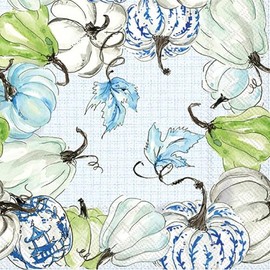 Chinoiserie Stacked Pumpkins Party Napkins - 40 Count (2 Packs of 20) 3-Ply Lunch Napkins, Elegant Fall Design