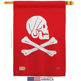 Breeze Decor Pirate Henry Every Garden House Flags Kit Coastal Ship Skull Treasure Map Carribean Jolly Blackbeard Jack Small Decorative Gift Yard Banner Made in USA 28 X 40