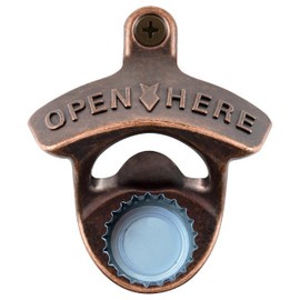 Jumiok Vintage Wall Magnetic Bottle Opener Post Mounted Beer Cap Opener with Built-in Magnets Antique Copper Gift