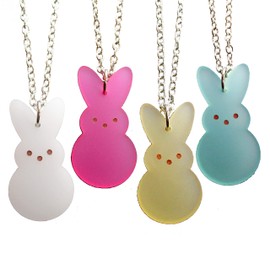 It's Just So You Big Easter Bunny Peeps Pendant Necklace, Pick Your Color, Cute Easter Candy Jewelry