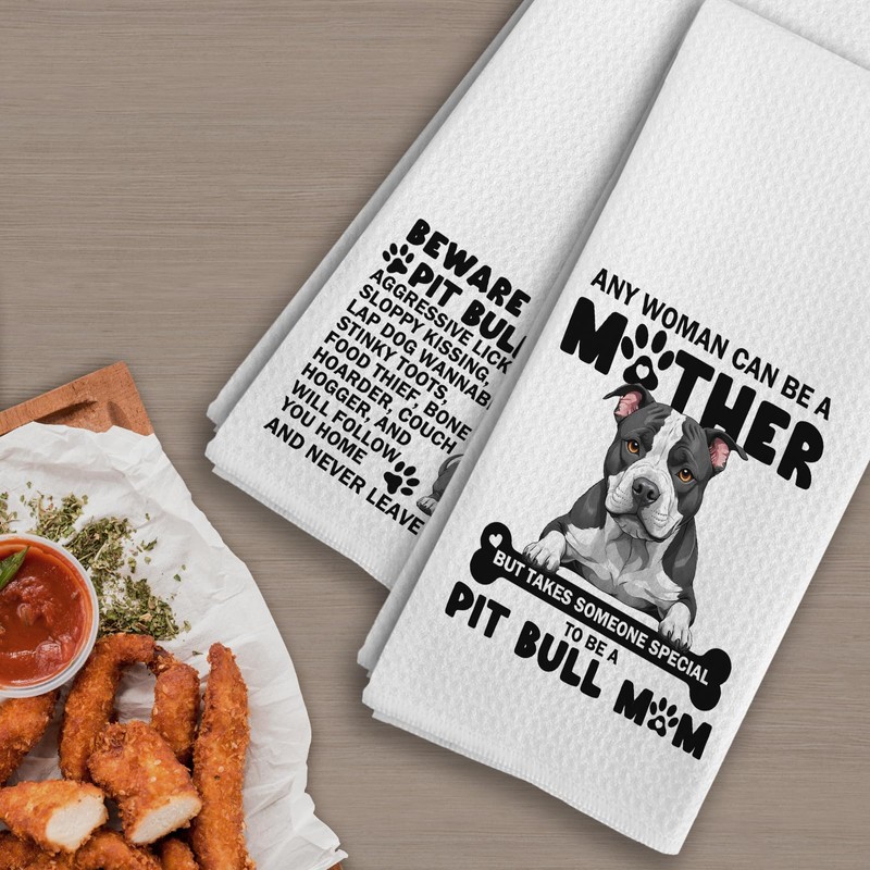 Qeheb Pitbull Dog Kitchen Towels, Beware Pitbull Dog Kitchen Towels