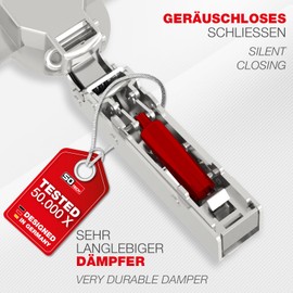 SOTECH Smooth Soft Close Pot Hinges 105° Corner Stop T45 with Mounting Plates, Covers, Screws and Quick Assembly KLIP, Tested with 50,000 Cycles Pack of 2