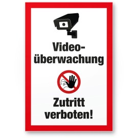 Komma Security Video Surveillance Access Prohibited Sign - Attention Caution Video Surveillance - Notice Sign Video Surveillance - Notice Warning