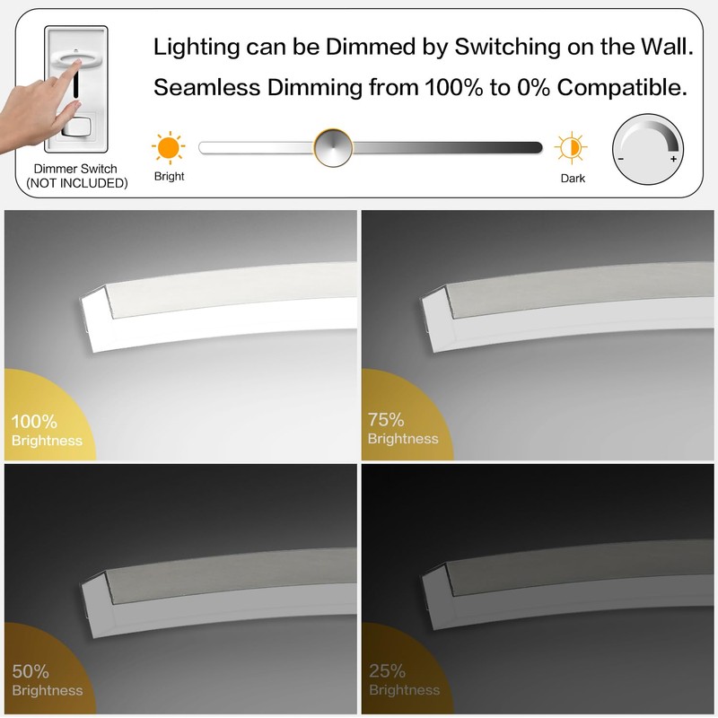 PRESDE 48inch Modern Dimmable LED Bathroom Light Fixtures Over Mirror,