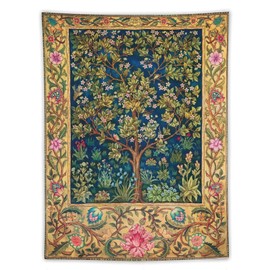 Yearn Jear William Morris Tree of Life Tapestry Wall Hanging,Medieval Classic Vintage Flowers Pattern Modern Wall Art Decor,Retro Floral Home Decoration for Bedroom Living Room Dorm W60 x 80H Inch