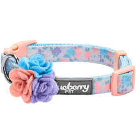 Blueberry Pet Floral Dog Collar with Detachable Flower, Medium, Lavender, Adjustable Neck 14.5"-20", 3/4" Width, Eco-Friendly Buckle, Stylish Dog Collars for Medium Dogs, Safe Puppy Collar