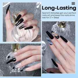 Modelones Dip Powder Black Color, Nail Dipping French Nail Art, 28 Long-Lasting Pro System Salon DIY at Home No Needed Lamp Cured