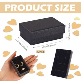 Cheriswelry 12Pcs Black Gift Box with Lid Wedding Birthday Christmas Party Paper Storage Case 3.23"x2.03" for Necklace Bracelet Earring Ring Decoration