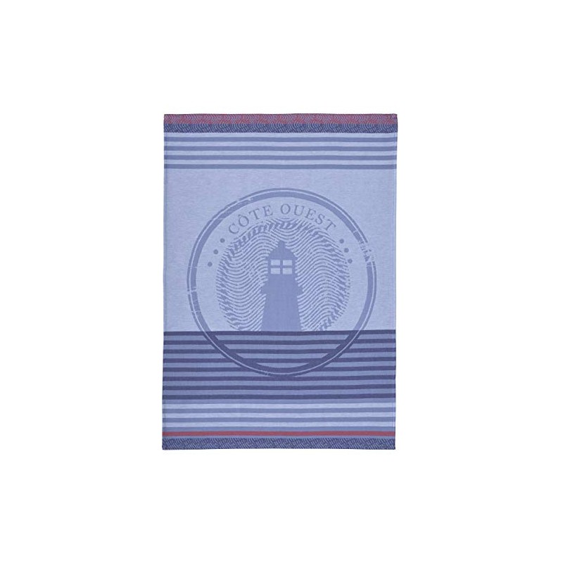 Coucke French Cotton Jacquard Towel, Lighthouse, 20-Inches by 30-Inches, Blue,