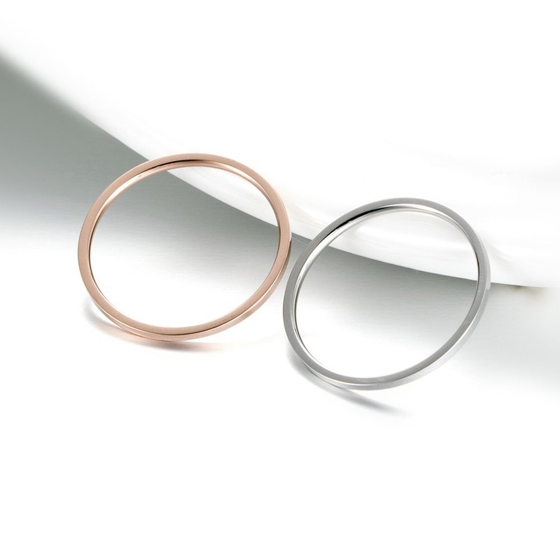 INRENG Women's Stainless Steel 1MM Thin Plain Midi Stacking Ring