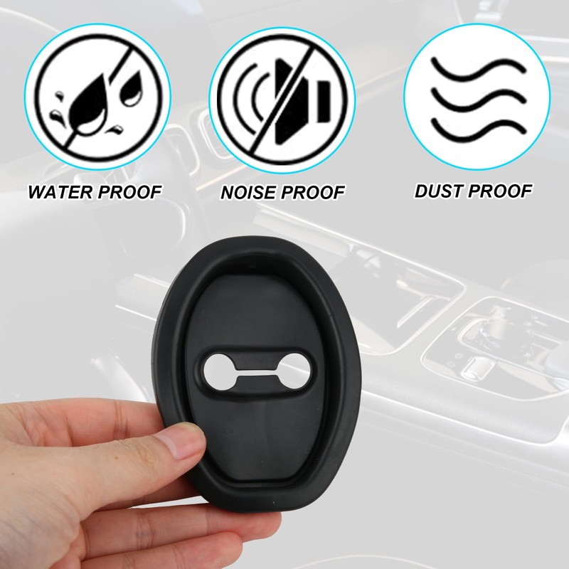 lasuroa 4pcs Silicone Car Door Latch Covers, Universal Door Strike