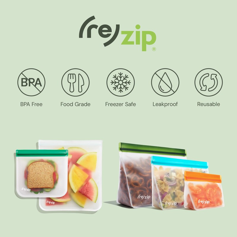 (re) zip 5-pack Reusable Sandwich Lunch Food Storage Bags |