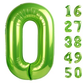 40 Inch Light Green Balloon Number 0 Balloon,Jumbo Mylar Foil Helium Balloon for 10 20 30 40 50 60 70 80 90 100 2025 Birthday Digital Balloons for Birthday Party,Wedding Anniversary Party Decorations