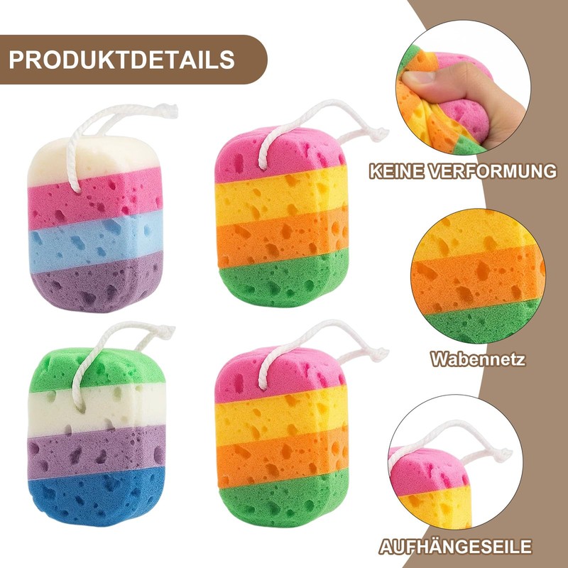 Kids Bath Sponge, 4 Pcs Bath Sponges for Men Women