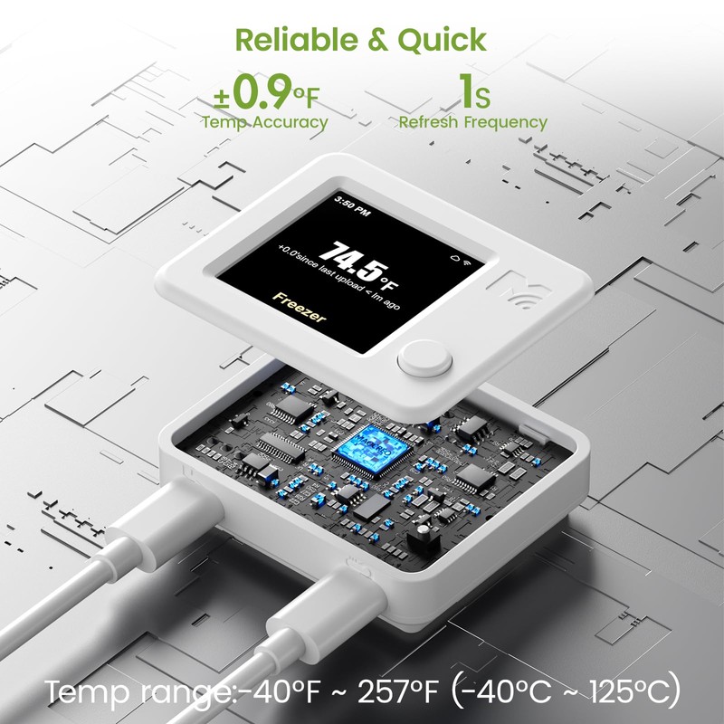 MOCREO WiFi Refrigerator Thermometer with Freezer Alarm, Digital Freezer Thermometer