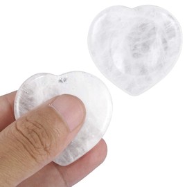 Nupuyai Rock Crystal Thumb Stone Worry Stone Heart Gemstone Massage Stone Palm Stone for Reiki Healing