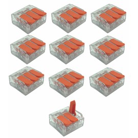 Dafensoy 3 Conductor Compact Wire Connectors, LT-613 12-24 AWG 3 Holes Lever Nut Quick Wiring Terminal 10Pack (3 Holes/10PK)