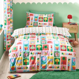 Catherine Lansfield Kids Curious Caterpillar Reversible Junior Duvet Cover Set with Pillowcase Bright