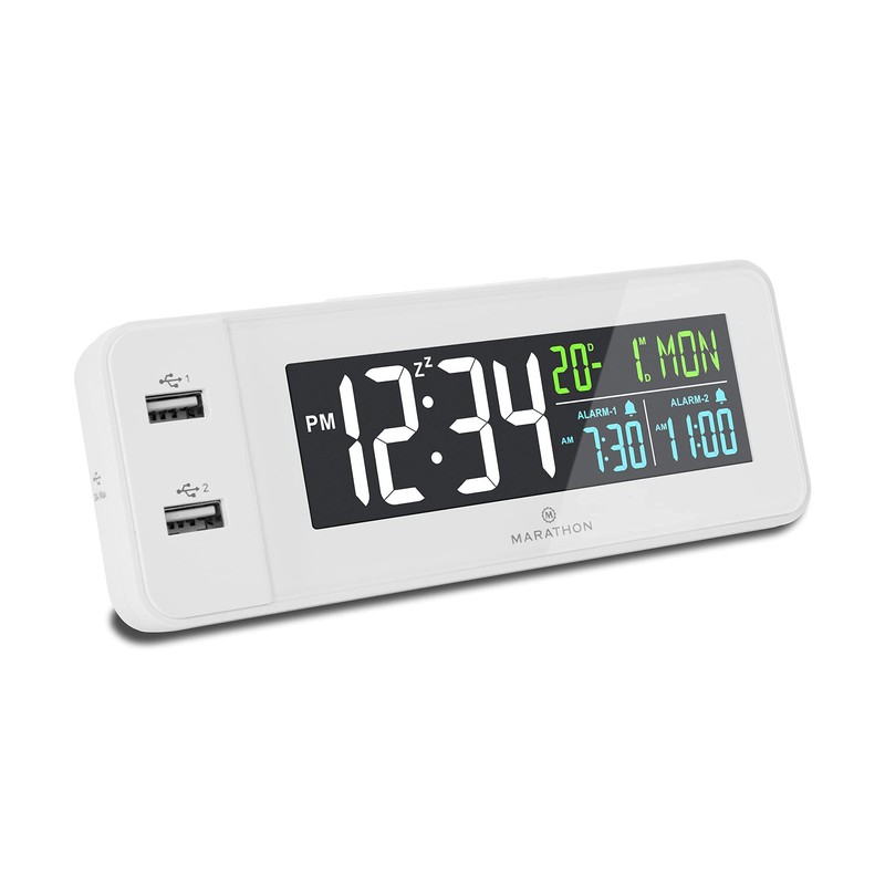 MARATHON Fast Charging Dual USB Alarm Clock