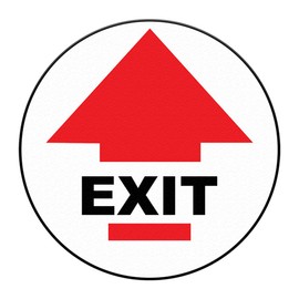 Exit Floor Decals Red Black Anti-Slip Round Shape D Business Industrial Signs Stickers 36Inches Longer Side