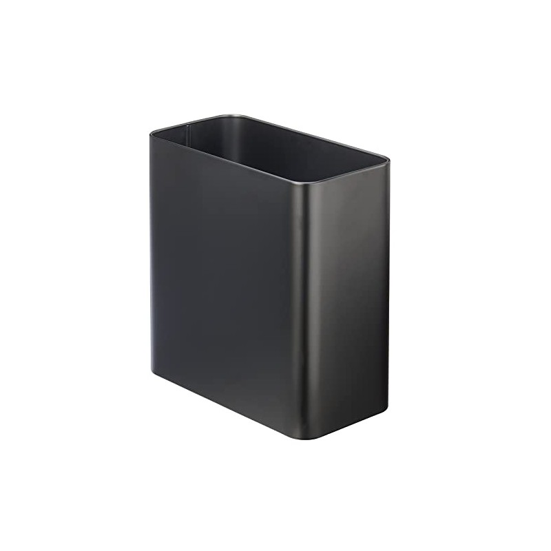mDesign Decorative Trash Can, 12" x 6.25" x 13", Black