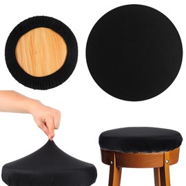 Hpmjz 4 pcs Round High Elastic Bar Stool Covers Black Round Bar Stool Slipcovers Dustproof Seat Covers Washable Chair Cushion with Elastic Band for Home Hotel Market