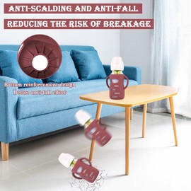 HUAKENER 4 Pack Silicone Sleeves with Handles for Dr Brown Baby Bottles, Anti Breakage Baby Bottles Holder, Compatible Dr Brown Wide-Neck Baby Bottles 9 oz