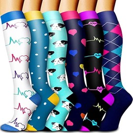 Compression Socks for Women & Men Circulation (6 Pairs) 15-20 mmHg is Best Support for Athletic Running (Compression Socks 02, Large-X-Large)