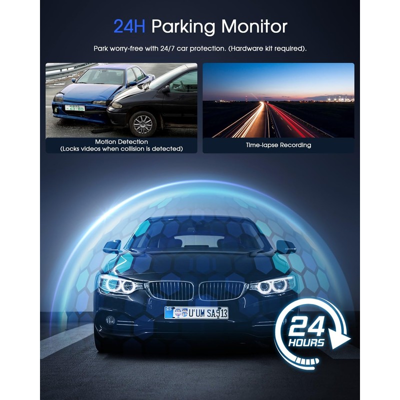 Dash Cam WiFi 2K, Car Camera with APP, Front Dash
