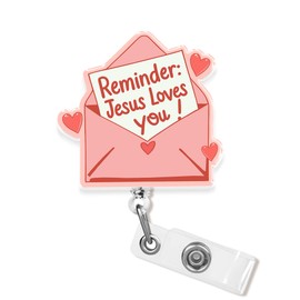 Reminder Jesus Loves You Badge Holder Retractable 1.6 Inches Christian, Bible Verse, Religious, Catholic, Trust in God Alligator Clip/Belt Clip, Acrylic Material, Badge Reel, Lanyard ID Cards Holder