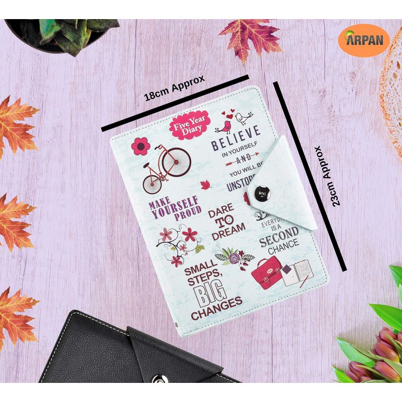 Five 5-Year Diary Organizer - Undated Daily Planner Journal Book