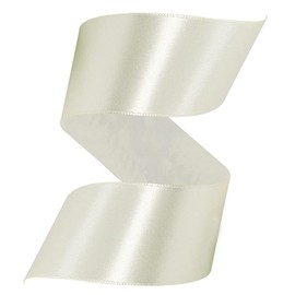 Ivory Satin Ribbon 1-1/2 Inches x 25 Yards, Solid Color Fabric Ribbon for Gift Wrapping, Crafts, Hair Bows Making, Wreath, Wedding Party Decoration and Sewing Projects