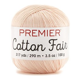 Premier Yarns Cotton Fair, Cotton/Acrylic Blend, Yarn for Crocheting and Knitting, Fine Weight, Machine Washable Yarn, Blush, 3.5 oz, 317 Yards