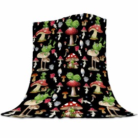Frog Blanket Frog Gifts for Women Men Kids Mushroom Blanket Soft Fuzzy Flannel Plush Mushroom Throw Blanket for Couch Sofa Bed Home Decorative Mushroom Blankets All Season 100x130cm
