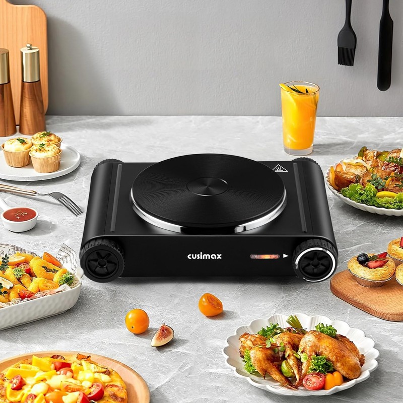 Cusimax Hot Plate,1500W Hot Plate Electric with 7.4″Cast Iron Countertop