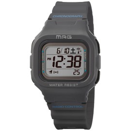 MAG MW-550A GY Wristwatch, Digital, Radio Control, Solar, Dual Power, Waterproof, Urethane Strap, Small Size, Suitable for Children, Gray