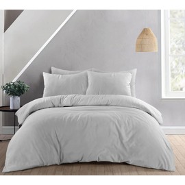 Adam Home Duvet Cover Set Single Soft Microfiber Duvet Cover With 1 Pillow Cases Ultra Soft Bed Quilt Cover (Grey) 135 x 200 cm