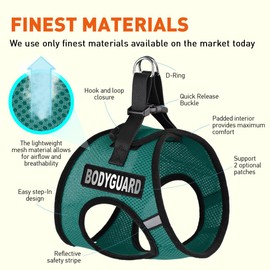 Dogline York Step in Mesh Dog Harness with Body Guard Patches No Choke Pet Vest Soft Gentle Padded Chest Halter for Puppies Small Medium and Large Dogs 22-24 Inches Girth Dark Teal