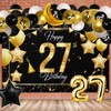 Happy 27th Birthday Backdrop Banner Decor with Balloons Arch Garland