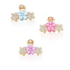 women's hair claw clip metal hair clip rhinestone sparkling crystal flower hair clip girl accessories 3 PCS