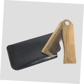 Baluue Folding Wooden Beard Comb with Case Compact Mustache Comb for Travel Home Use Lightweight Hair Accessory for Men Restores Natural Beard Look