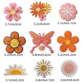 59 Stück Böhmen Hippie Flicken Bügelbilder Patches zum Aufbügeln Sonnengestickter Bestickte Aufnäher für Aufnähen oder Aufbügeln auf Kleidung,Kleid,Hut,Jeans,Rucksäcke,Jacken,T-Shirt