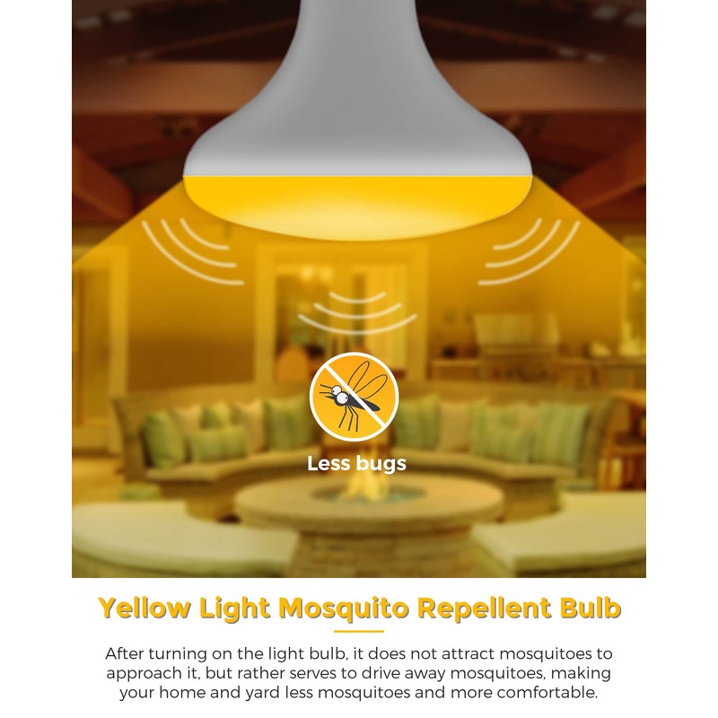 11W LED Yellow Bug Light Bulbs Outdoor, 100W Equivalent BR30